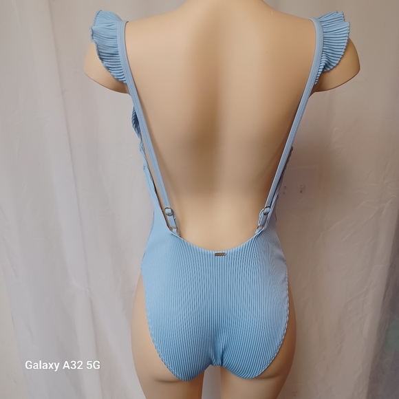 Hollister Blue Bikini Swimsuit With V-Neck and Bow Straps Size M - Picture 8 of 13